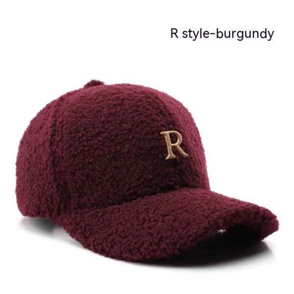 Autumn And Winter Letter R Solid Color Lamb Wool Baseball Cap Outdoor Sun Protection - Image 9