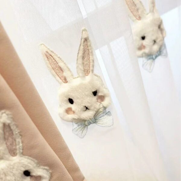 Plush Rabbit Cute Princess Pink Children's Room Curtain - Image 5