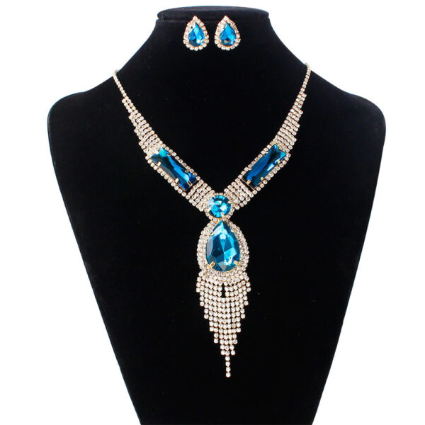 S151 fashion bridal jewelry set, tassel diamond, colorful micro wedding jewelry, necklace, earring set - Image 8