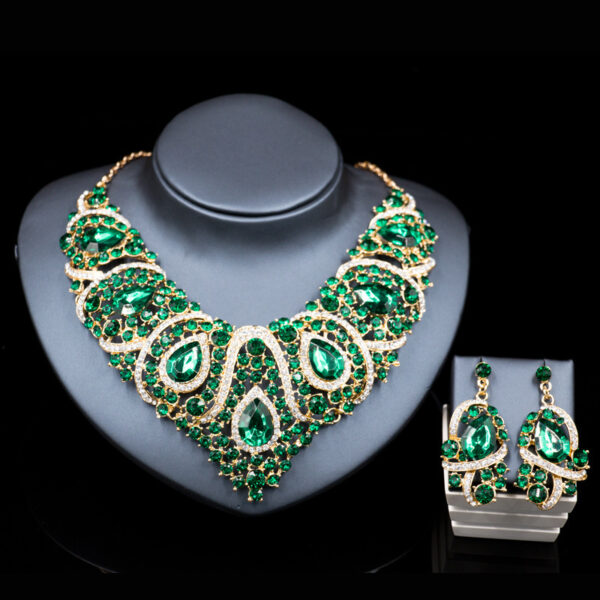 Fast selling explosion, Middle East, Europe and America, colorful exaggerated bride necklace, earring set, alloy color plating - Image 2