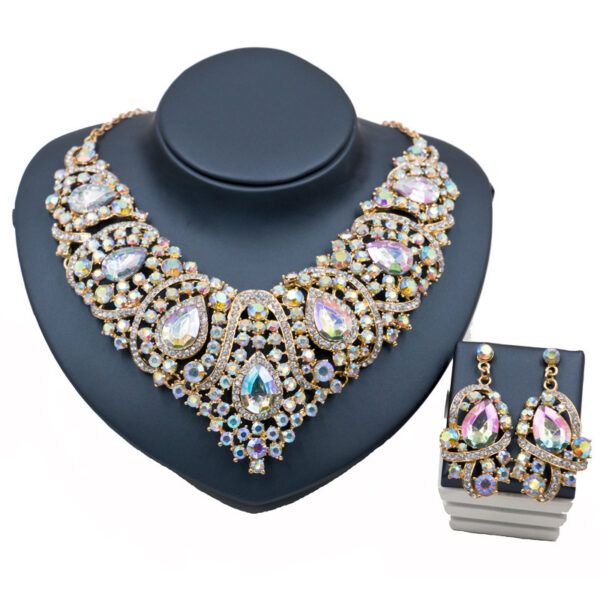 Fast selling explosion, Middle East, Europe and America, colorful exaggerated bride necklace, earring set, alloy color plating - Image 3