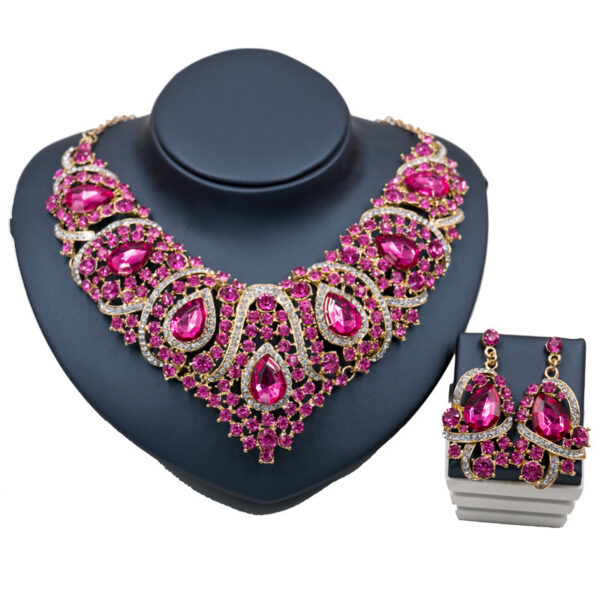 Fast selling explosion, Middle East, Europe and America, colorful exaggerated bride necklace, earring set, alloy color plating - Image 10