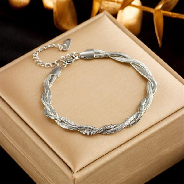 Stainless Steel Gold Plated Punk Fashion Double Layer Bracelet For Women Girl Snake Chain Party Luxury Jewelry - Image 3