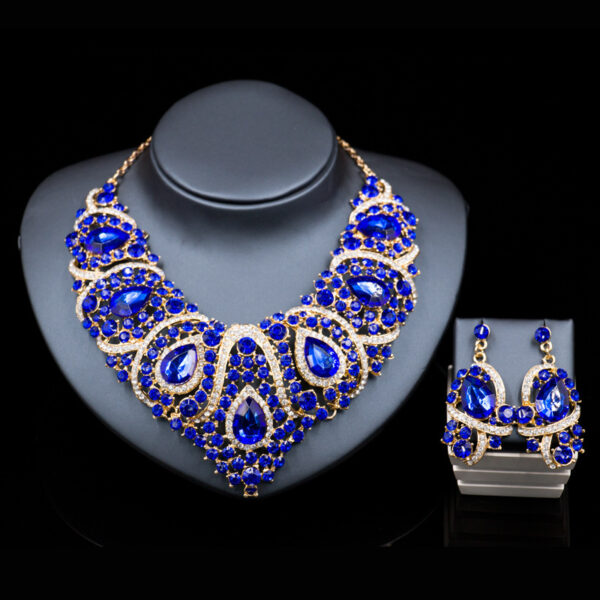 Fast selling explosion, Middle East, Europe and America, colorful exaggerated bride necklace, earring set, alloy color plating - Image 6