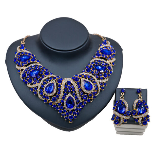 Fast selling explosion, Middle East, Europe and America, colorful exaggerated bride necklace, earring set, alloy color plating - Image 7