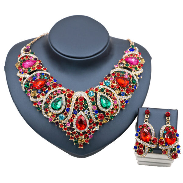 Fast selling explosion, Middle East, Europe and America, colorful exaggerated bride necklace, earring set, alloy color plating - Image 4