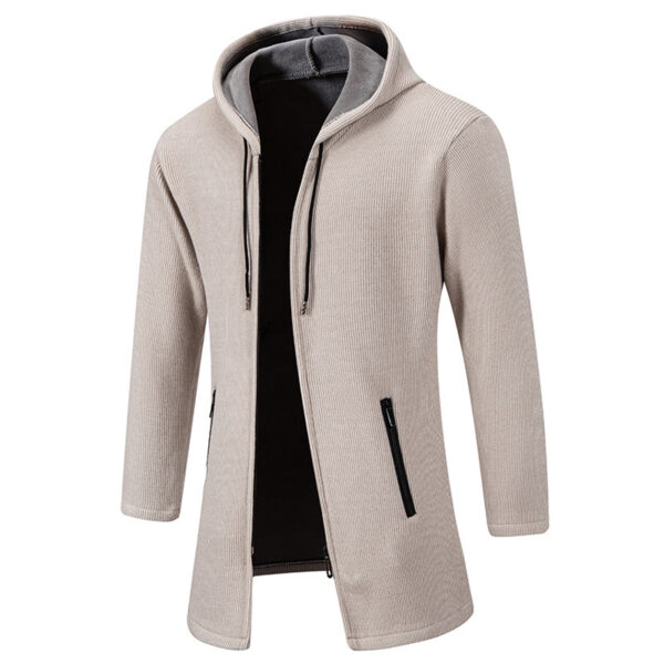 Men's Sweater Jacket Mid-length Coat Hooded Sweater Men's Coat - Image 3