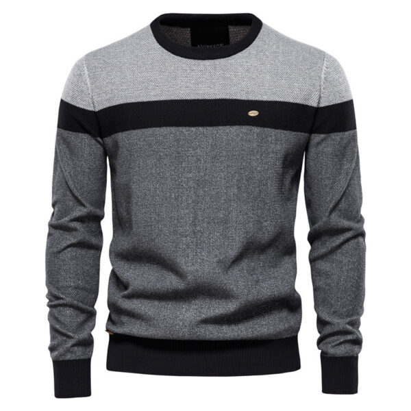 Pattern Stitching Long Sleeved Men's Sweater - Image 5