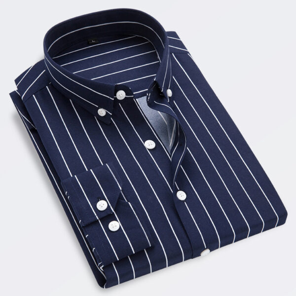 Men's Long-sleeved Slim Casual Striped Shirt - Image 3