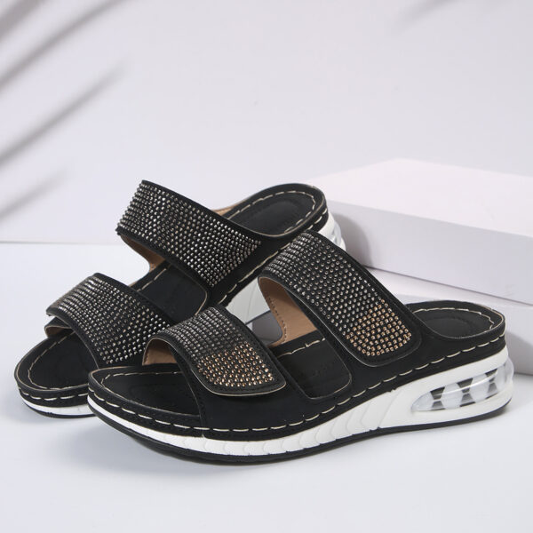 New Air Cushion Wedges Sandals Summer Casual Rhinestone Slides Roman Sandals For Women Non-slip Beach Shoes - Image 10