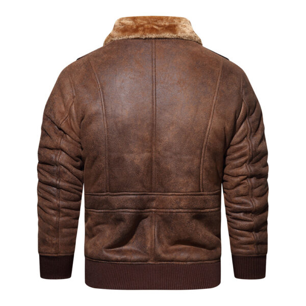 Autumn And Winter New Leather And Fur Men's Jacket Men's Casual Multi-pocket Lapel Short Velvet - Image 2