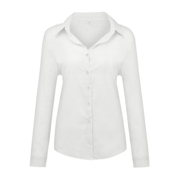 Loose Button Lapel Cardigan Top Long Sleeve Shirt Womens Blouses - Image 10