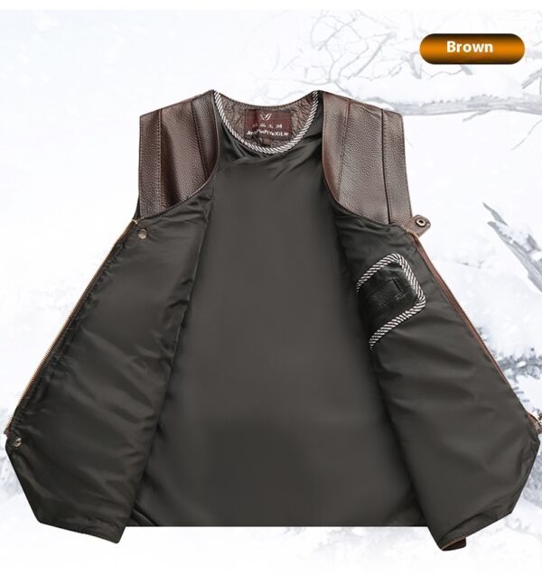 Genuine Leather Vest Man First Layer Cowhide Motorcycle Clothing - Image 5