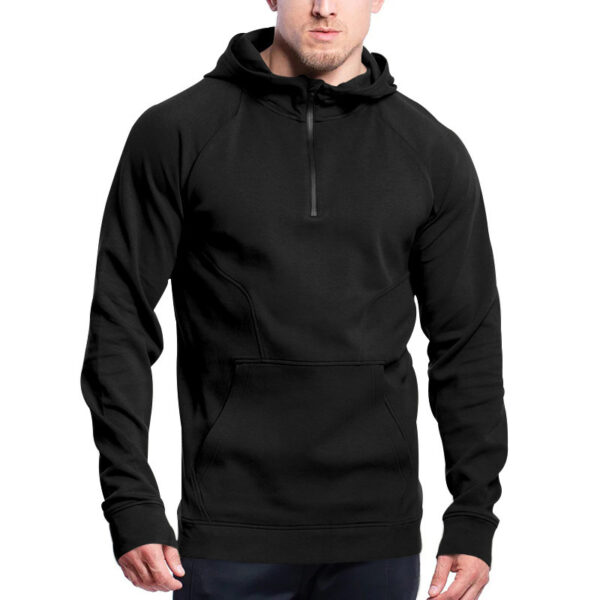 Cross-border Ebay New Long Sleeve Sweater Leisure Pullover Hooded Half Zipper Block Brushed Hoody Men - Image 2