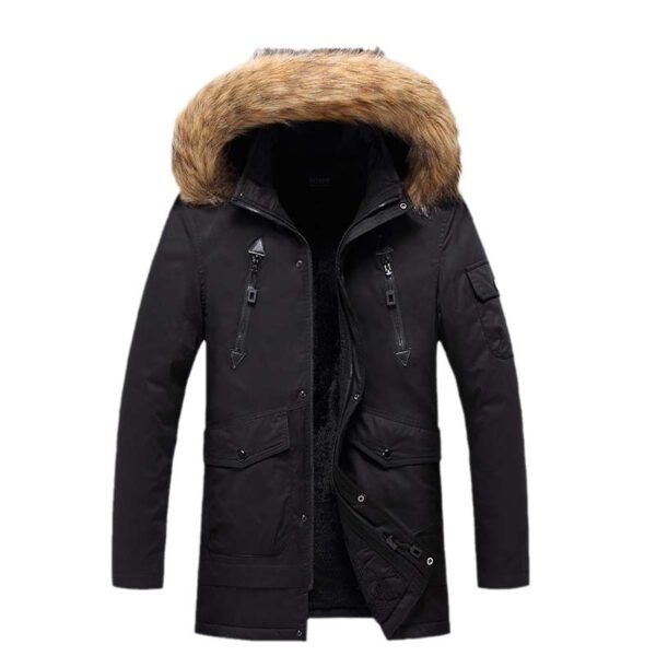 Mid-length Autumn And Winter Jacket Men's Velvet Thermal And Thickening Cotton-padded Coat - Image 3