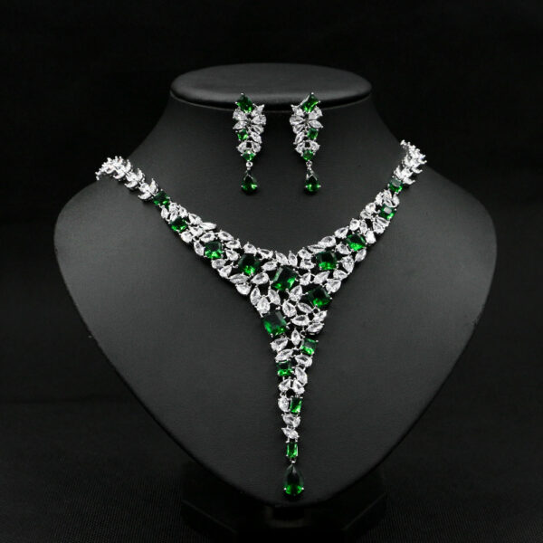 Colorful Zircon Necklace Set Wedding Dress Wedding Earring Accessories - Image 3