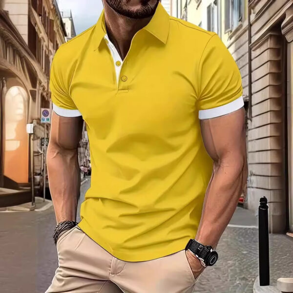 3D Solid Color Lapel Short Sleeve Polo Shirt Casual Loose Men - Image 5