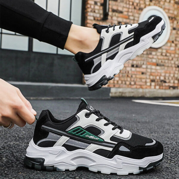 Black White Lace-up Sneakers Men Outdoor Breathable Csual Mesh Shoes Lightweight Running Sports Shoes - Image 5