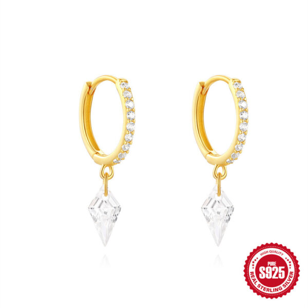 S925 Sterling Silver Classic Diamond Eardrop Earring - Image 9