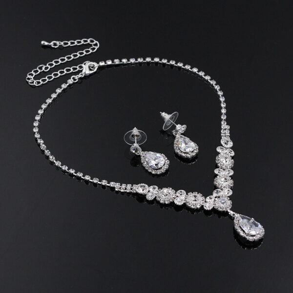 Europe and America popular sets of chain drops sparkling, luxury zircon necklace, Earrings 2 sets of beautiful bridal suite - Image 5