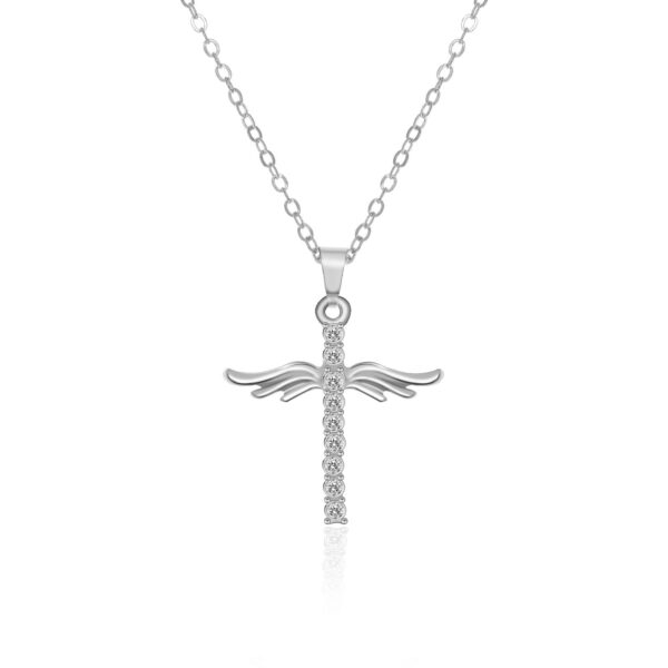 Angel Wings Cross Pendant Necklace For Woman With O Type Stainless Steel Chain Necklace Jewelry Gift - Image 4