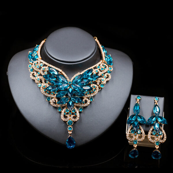 2021 speed selling explosion, African, European and American color exaggerated bride necklace earrings set of alloy manufacturers - Image 4