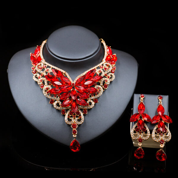 2021 speed selling explosion, African, European and American color exaggerated bride necklace earrings set of alloy manufacturers - Image 2