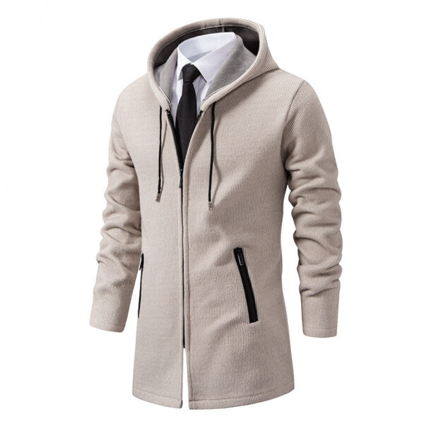 Men's Sweater Jacket Mid-length Coat Hooded Sweater Men's Coat - Image 6