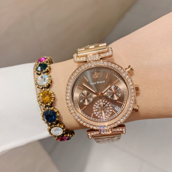 Women Waterproof Diamond Watch With Calendar - Image 3