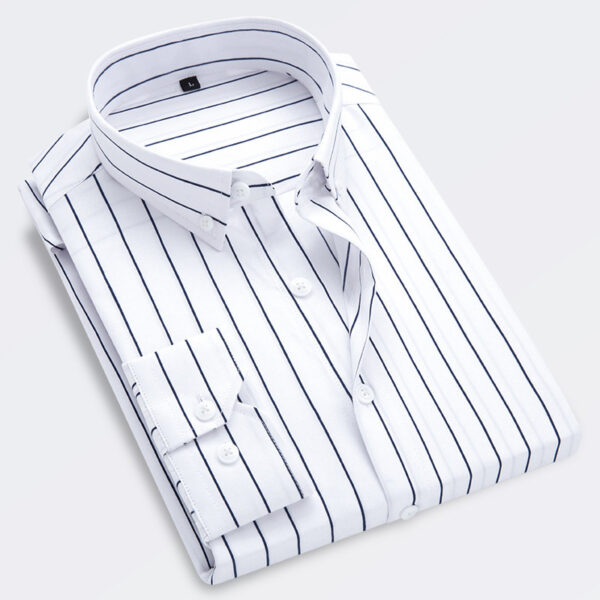 Men's Long-sleeved Slim Casual Striped Shirt - Image 2