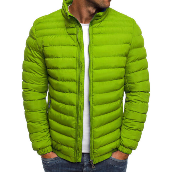 Men Jacket Zipper Solid Color Long Sleeves Pockets Coldproof Autumn Thicken Cotton Padded Overcoat For Outdoor - Image 4