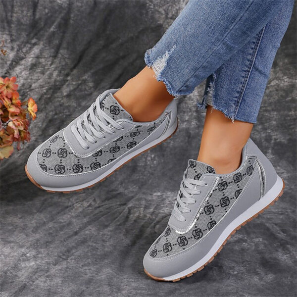 Flower Print Lace-up Sneakers Casual Fashion Lightweight Breathable Walking Running Sports Shoes Women Flats - Image 7