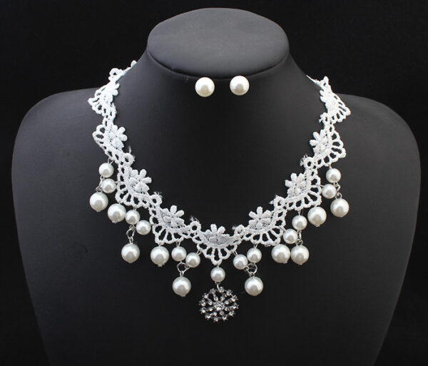 European fashion elegant jewelry bride wedding accessories necklace pearl necklace set of high-end super cost-effective package - Image 5