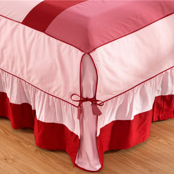 Solid color cotton bed skirt set of four - Image 7