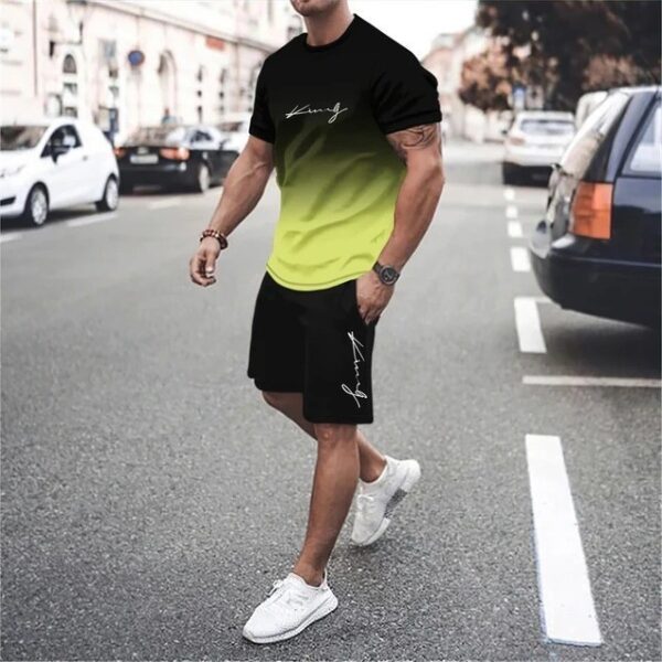 3D Printed Short-sleeved T-shirt 2-Piece Men's Casual Sports Suit - Image 6