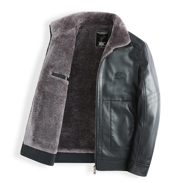 Plush Thick Leather Men's Free Care Jacket - Image 3