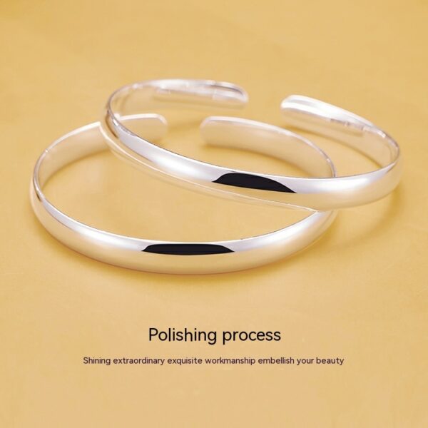 999 Sterling Silver Glossy Heart Sutra Bracelet Sterling Silver - Image 6