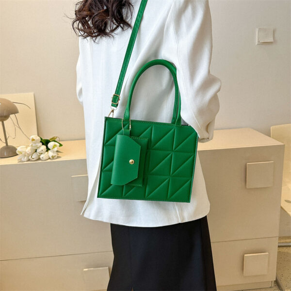 Fashion Plaid Shoulder With Small Wallet Simple Elegant Portable Square Tots Women's Handbag - Image 2