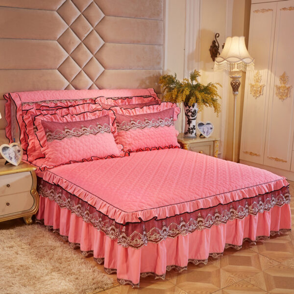 Quilted Lace Bed Skirt Thickened Plus Cotton Bedspread Single Piece Simmons Bed Cover Bed Circumference 1.8m Bed - Image 2