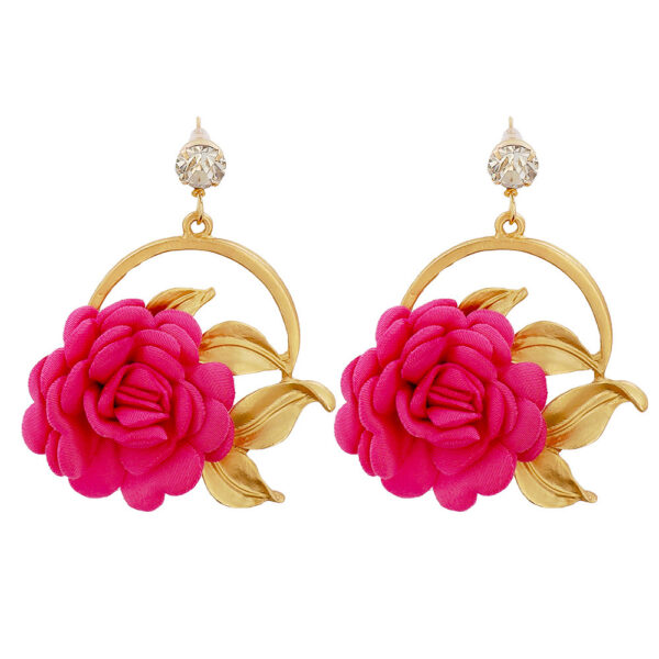 Ear Hanging Cloth Flower Earrings - Image 8