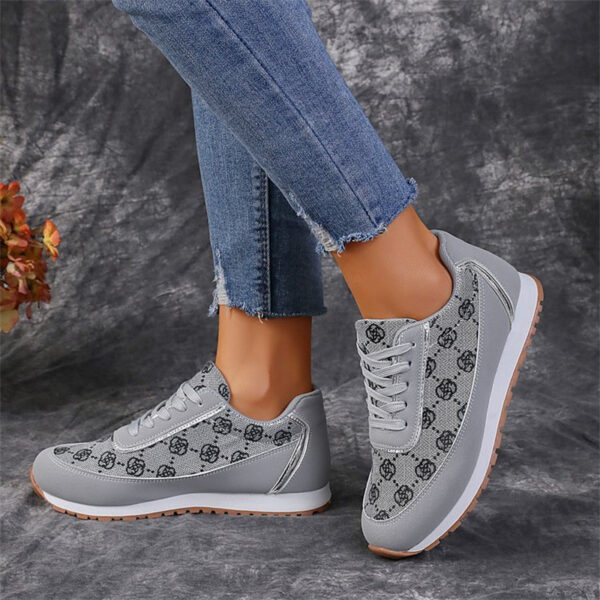 Flower Print Lace-up Sneakers Casual Fashion Lightweight Breathable Walking Running Sports Shoes Women Flats - Image 4