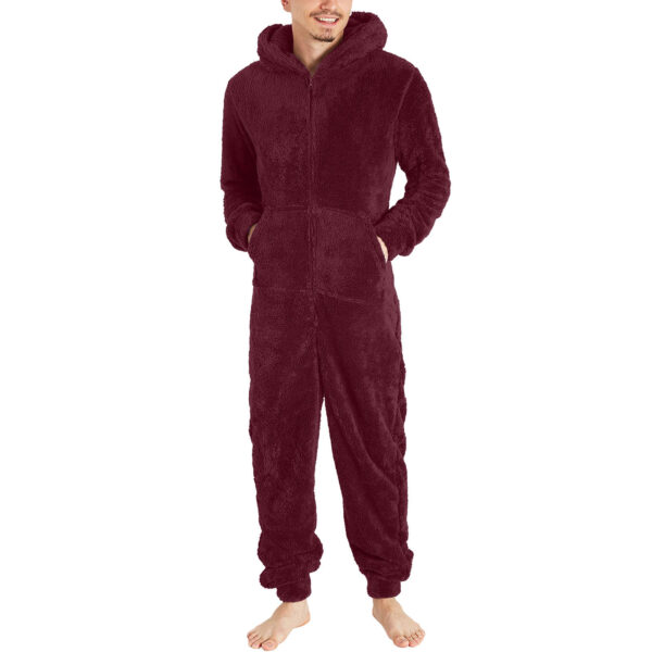 Men's Fashion Zipper Thermal Plush Jumpsuit Thermal Pajamas - Image 7