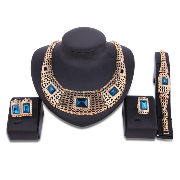 new electroplating alloy gemstone jewelry set, bridal jewelry four sets of factory direct sales - Image 3