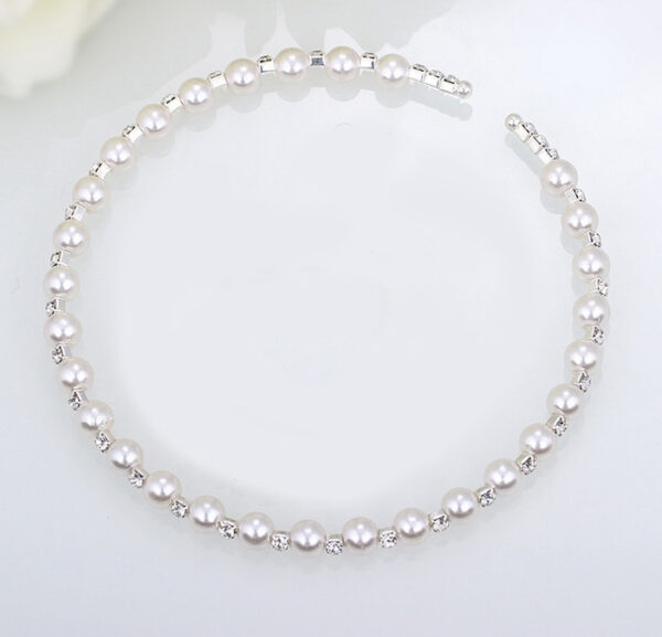 Bridal bridal accessories 8MM handmade pearls, Rhinestone necklaces, necklaces, bracelets, earrings, three sets of suits - Image 3