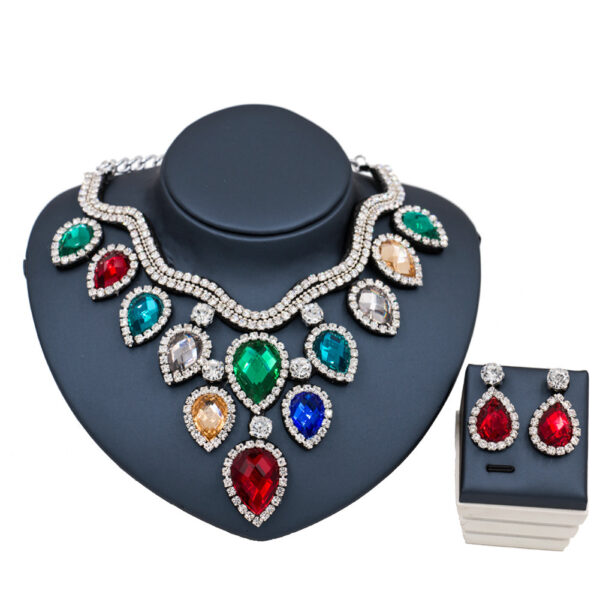 Fast Selling Explosion, Middle East, Europe And America, Colorful Exaggerated Bride Necklace, Earring Set, Cross Border High Quality Goods Supply - Image 2