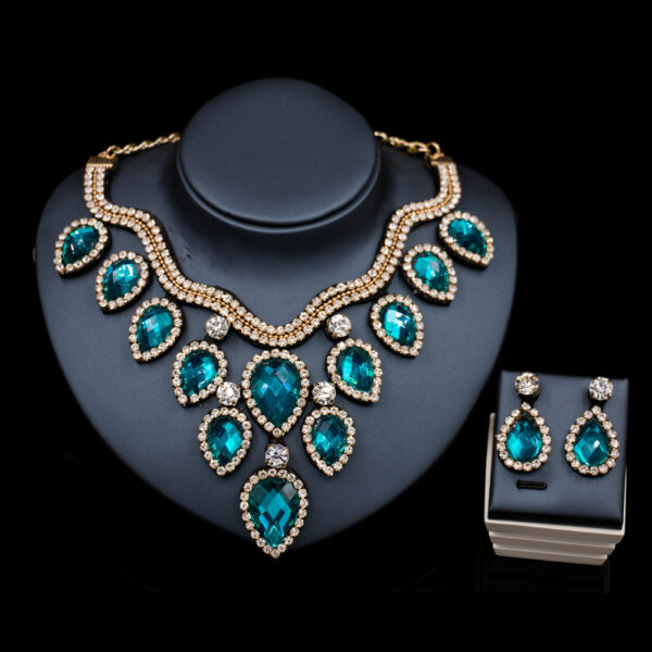 Fast Selling Explosion, Middle East, Europe And America, Colorful Exaggerated Bride Necklace, Earring Set, Cross Border High Quality Goods Supply - Image 8