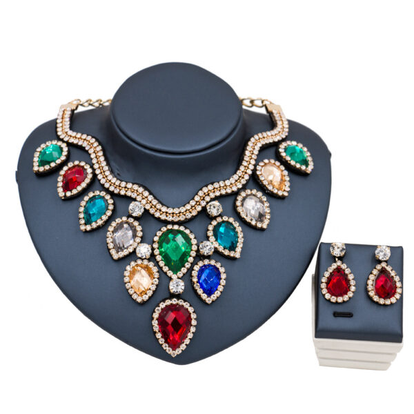 Fast Selling Explosion, Middle East, Europe And America, Colorful Exaggerated Bride Necklace, Earring Set, Cross Border High Quality Goods Supply - Image 4