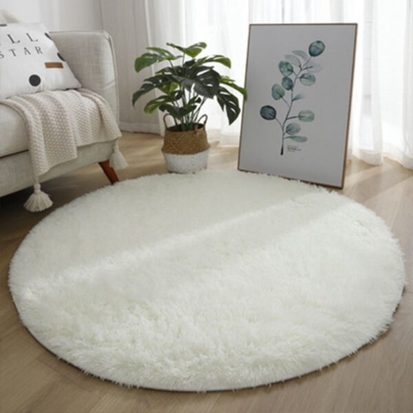 Tie Dye Silk Carpet Long Hair Round Bedroom Thickened Floor Mat - Image 8