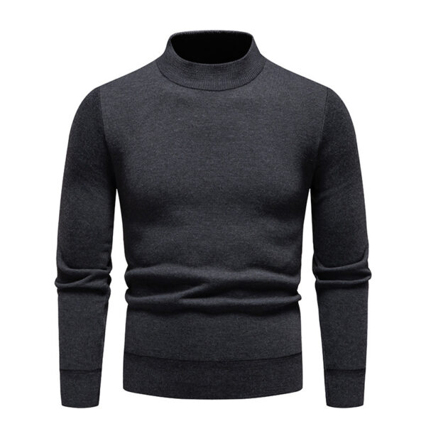 Sweater Men's Fleece-lined Thick Round Neck Sweater - Image 5