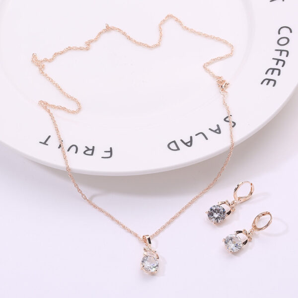 , Europe and America new jewelry, crystal earrings, jewelry set, Korean version of the bride necklace, gold-plated butterfly pendant - Image 4